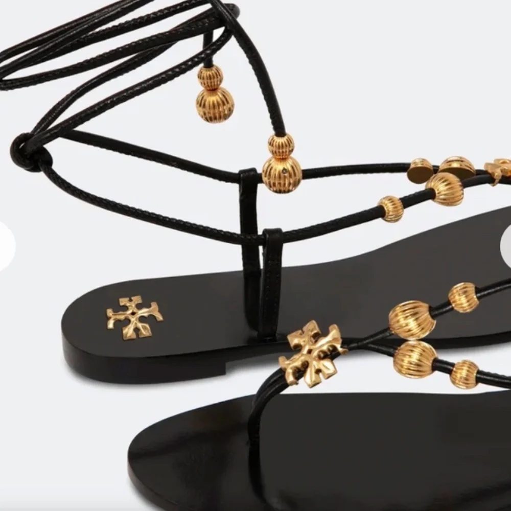 NWOB Tory Burch Capri Lace‑Up Sandals – Perfect Black – Size 8 – With Dust Bag - Picture 3 of 13